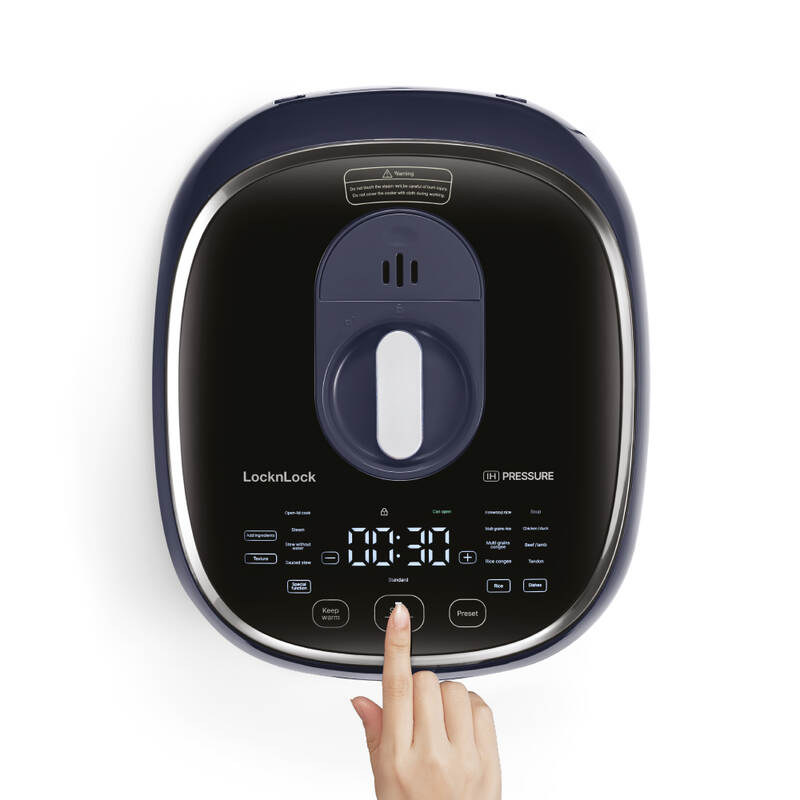 Nồi Cơm Điện Cao Tần Locknlock Ih Pressure Rice Cooker - 220V, 50Hz, 1300W, 1.8L - Màu Xám - EJR526GRY, , large image number null